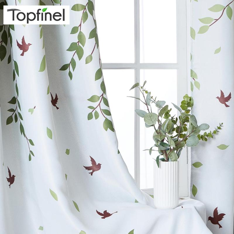 

Topfinel Leaves Printed Blackout Curtains For Living Room Plant Bedroom Kitchen Polyester Curtains Window Treatment Drapes, Tree leaf