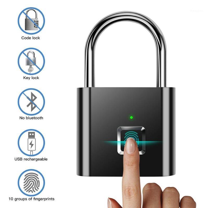 

20pcs Fingerprint Padlock Quick Unlock Smart Fingerprint Lock USB Rechargeable Security Metal Padlock Luggage lock for home1