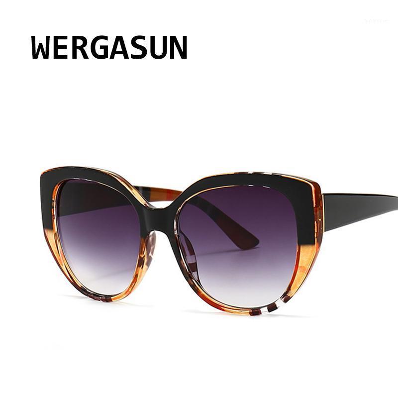 

WERGASUN New Fashion Brand Designer Cat Eye Sunglasses Women Oversized Frame Vintage Sun Glasses UV4001