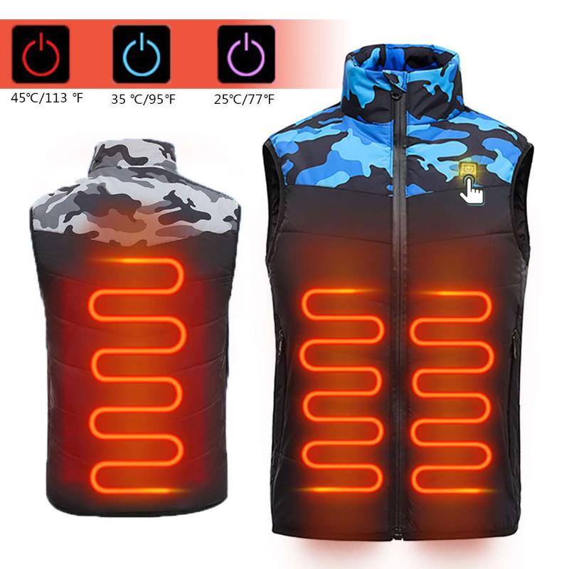 

Electric Heated Jacket Winter Outdoor Smart Heating Vest 3 Mode Adjustable Washable Flexible Thermal Warm Vest for Men Women Kid, Blue
