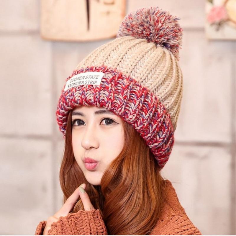 

2020 Winter casual warm Knitted Cap for women Fashion Skullies & Beanies High quality Cute Winter Cap Best gift for women lady, Red