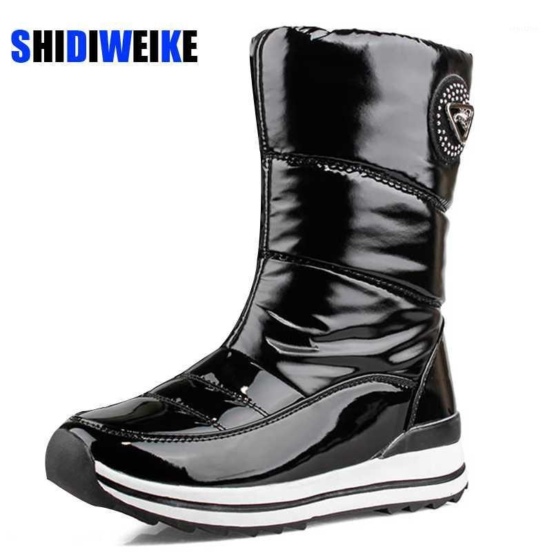 

Women Snow Boots 2020 New Arrivals Waterproof Thick Fur Winter Shoes slip-resistant Women Platform Snow Boots -40 AB7661, Black