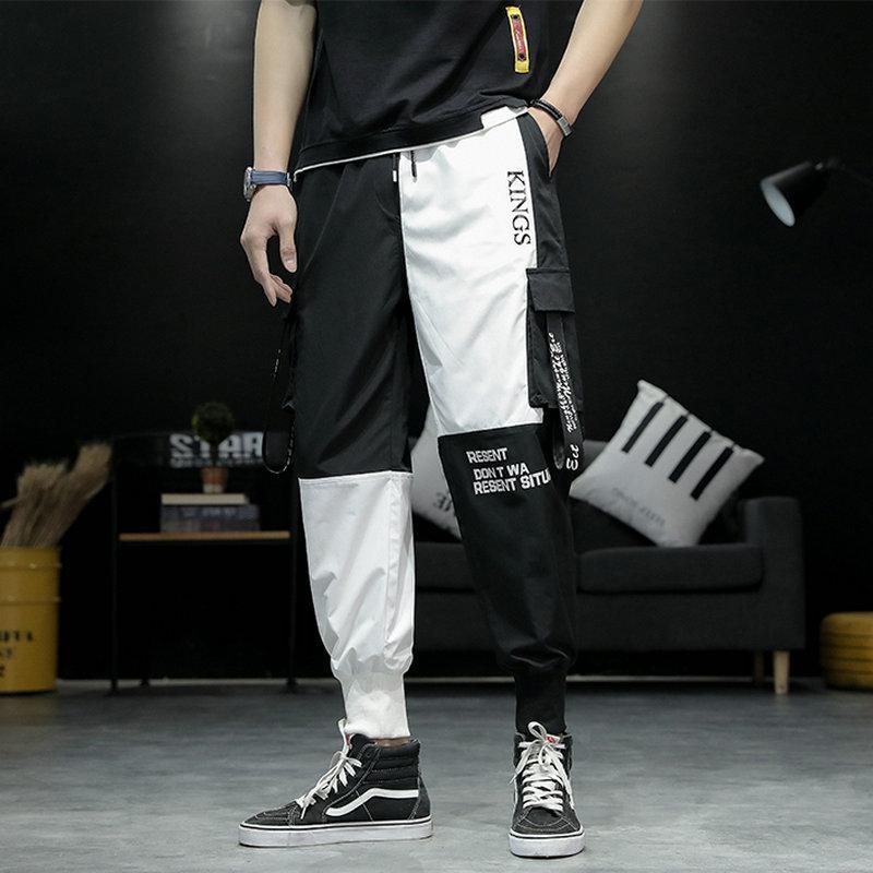 

2020 New Hot Jogger Leisure Sportswear Trousers Men Hip Hop Streetwear Patchwork Cargo Pants Men Fashion Printing Pants, Black