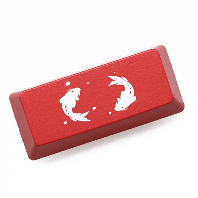 

Novelty Shine Through Keycaps ABS Etched Shine-Through koi fish black red custom mechanical keyboard enter backspace