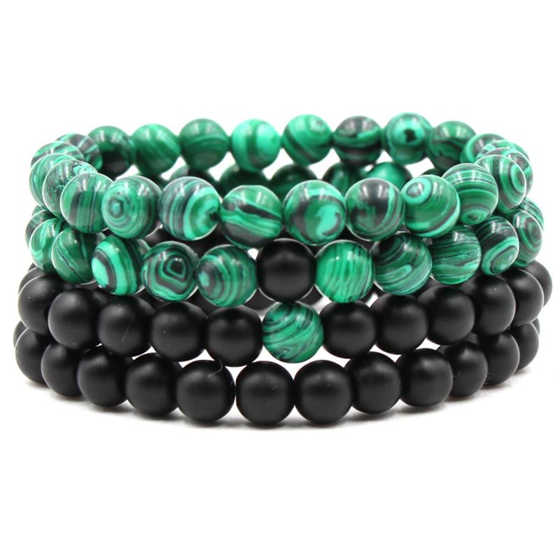 

Dropshipping Matte black matte stone malachite couple bracelet