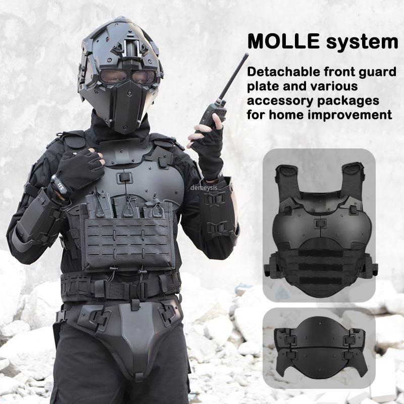 

Army Shooting Protective Vest Combat Detachable Vest CS Paintball Tactical Elbow Breastplate Armor Suit, Black
