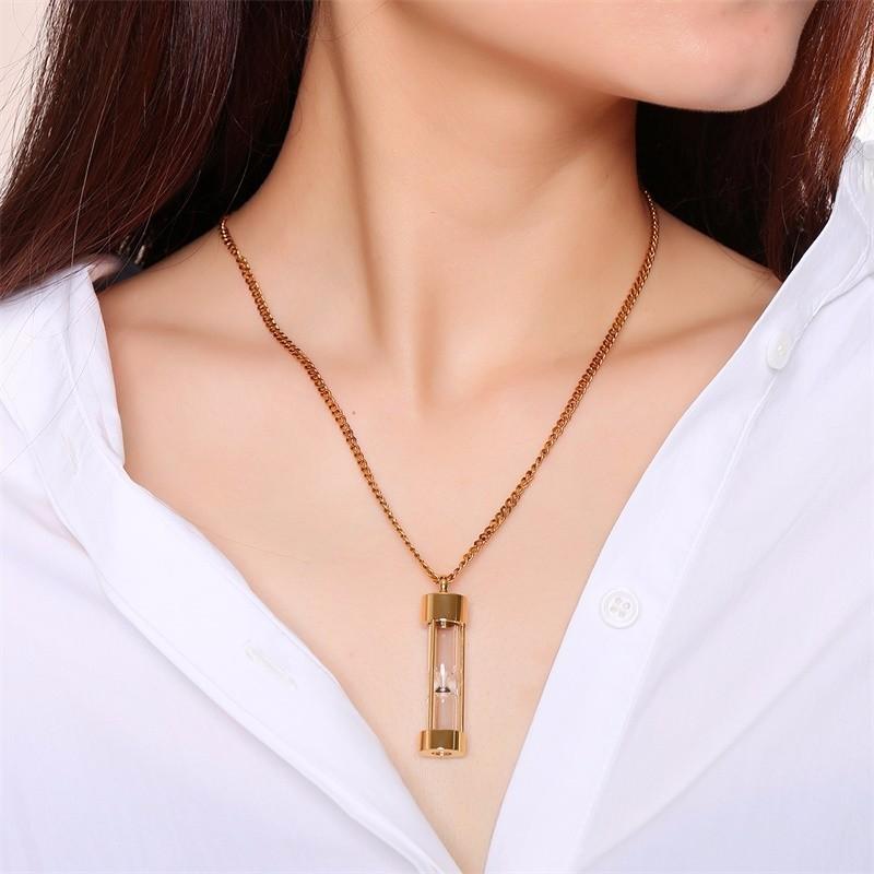 

Hourglass Sand timer Secret Cremation Ash Urn Pendant Necklace Secret Stash Locket Vial for Men Women