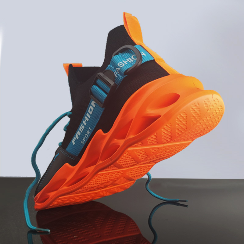 

High Quality Breathable run Shoes 46 Light Men's Sports Shoes 45 Large Size Comfortable Sneakers Fashion Walking Jogging Casual Shoes, Black orange