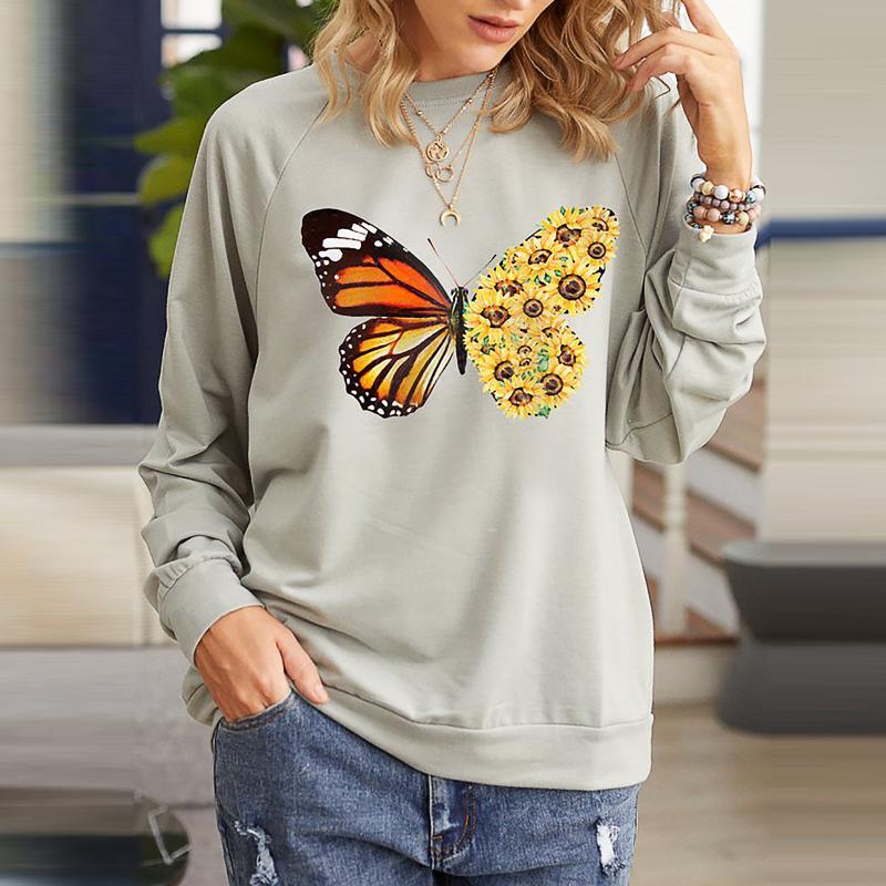 

Butterfly Sweatshirt Women Aesthetic Hoodie Crewneck Tops Autumn Womens Clothing Girlfriend Gift Oversized Tops Sweatshirt, Black