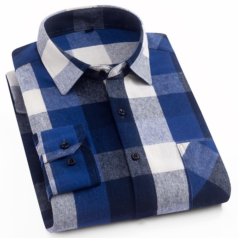 Men's Casual Shirts Aoliwen 2022 Cotton Palid Shirt Men Flannel High Quality Spring Autumn Long Sleeve Button Down Slim Fit