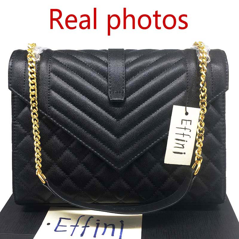 

QUILTED Flap ENVELOPE bags with chain 2021 women's fashion leather luxurys designers shoulder POUCH handbags purses black messenger crossbody bag tote real photo, Invoice sell with bag only