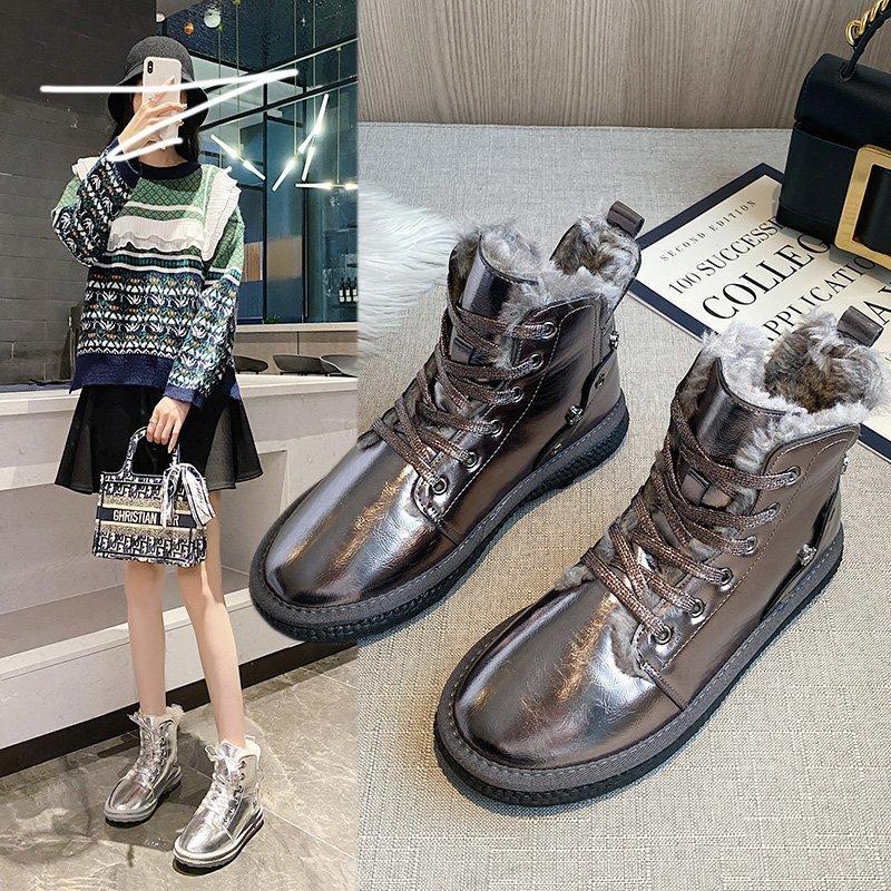 

2020 Women Ankle Boots Round Toe Pu Leather All Match Square High Heel Fashion Winter Shoes Women Boots Botas Mujer, Black