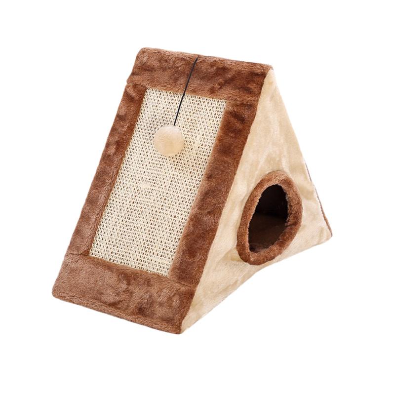 

Pet Supplies Tent Small Triangle Foldable Playhouse Bed Cosy Hanging Ball Toy With Scratching Board Cat Cave Soft Durable