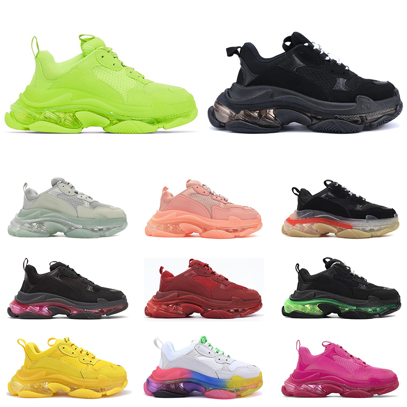 

Triple s clear sole men women platform shoes fashion Paris sneakers black Beige Neon green red mens trainers casual jogging walking, #2