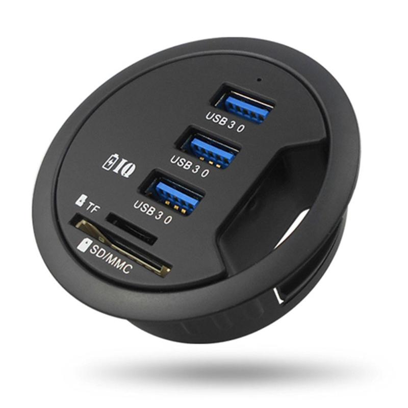 

Adapter Hub Card Reader USB 3.0 Charger Splitter Black High Speed Desk Portable 3-port