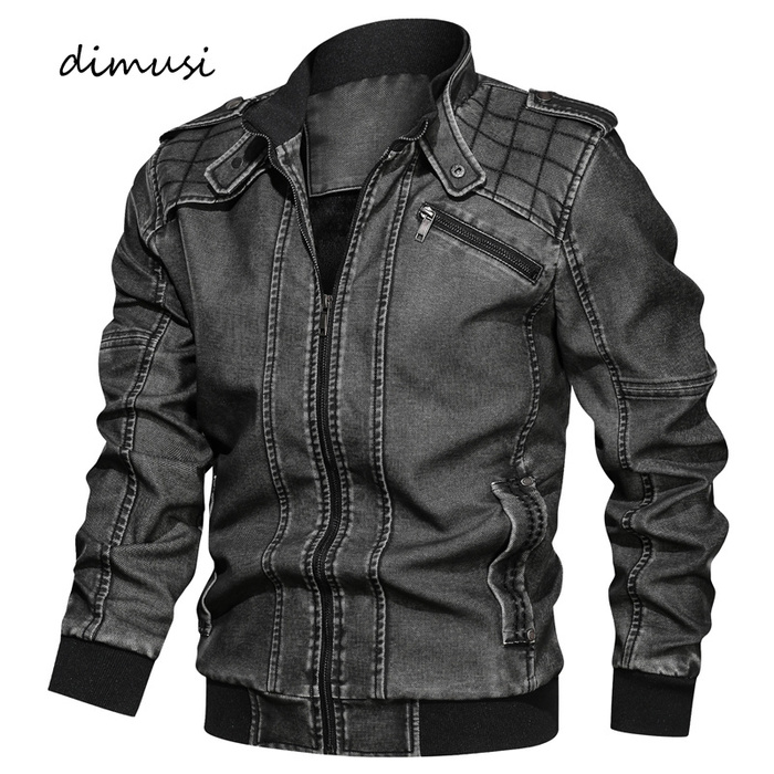 

Winter Mens PU Leather Jackets Casual Men Fleece Warm Motorcycle Jacket Man Biker Faux Leather Windbreaker Coats Clothing kg-73, Black grey