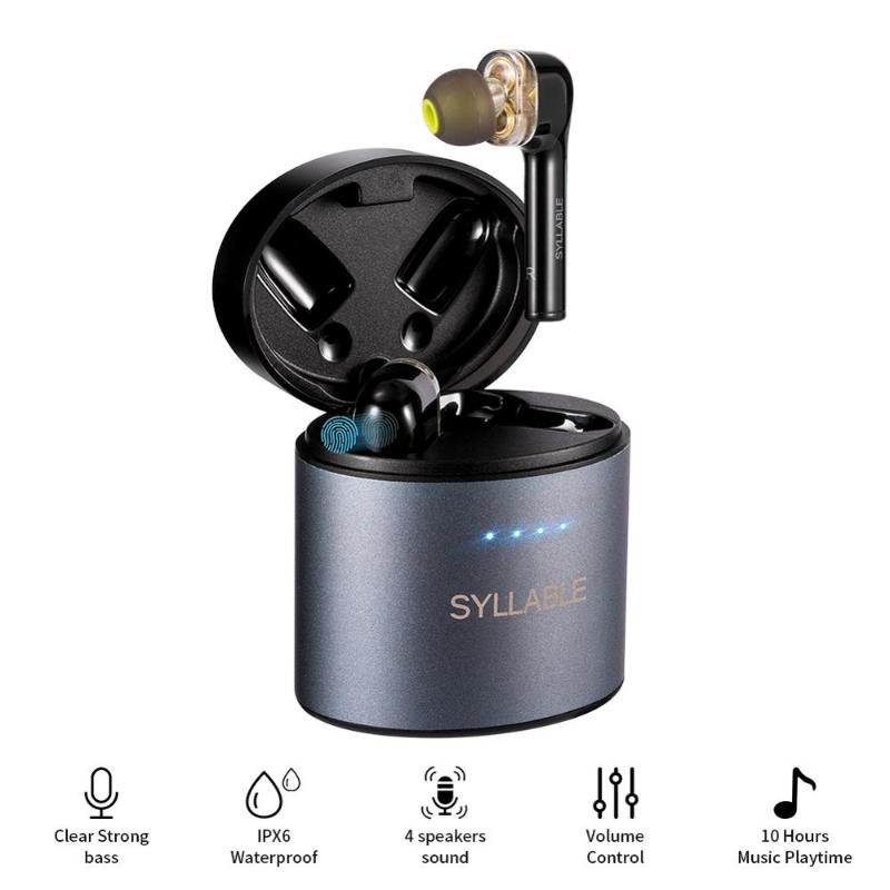 

EWA Bluetooth Earphones S119 bluetooth V5.0 bass earphones wireless headset noise reduction Volume control earbuds, Black