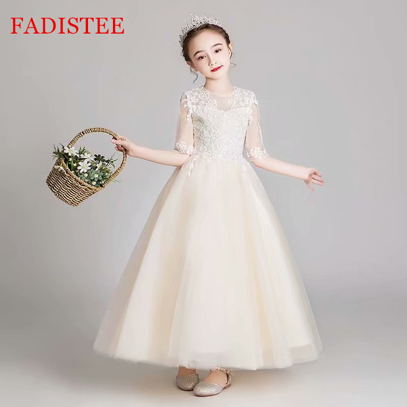 

FADISTEE champagne ankle-length lace Pretty Flower Girl Dresses vestidos lace Baby Girl Infant Dress Kids Formal Wear girls dress