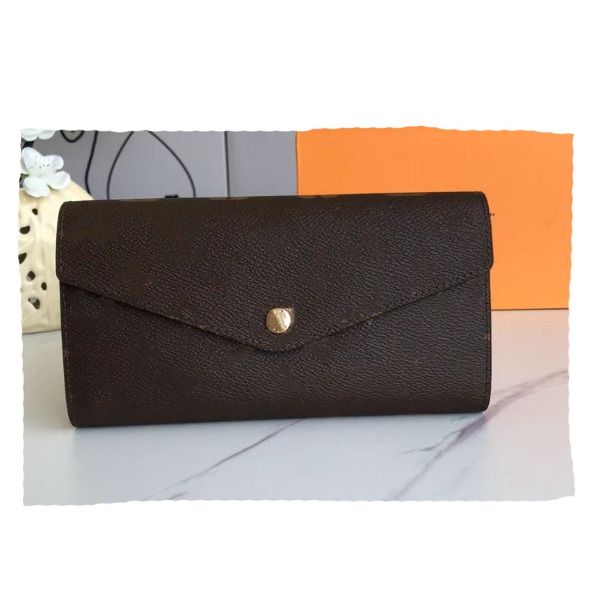 

2022 Luxurys Designers bag M60531 Sarah Wallet top quality long envelope flap wallets designer key card coin holders purse leather mini Pochette clutch bag with box, Mono rose red #m60531
