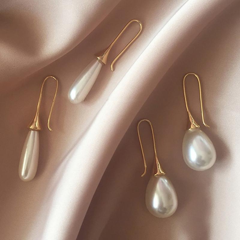 

Korean Simulated Pearl Shell Earrings Elegant Gold Color Long Drop Earrings Sweet 2020 Jewelry For Women Pendientes Gifts O4P730