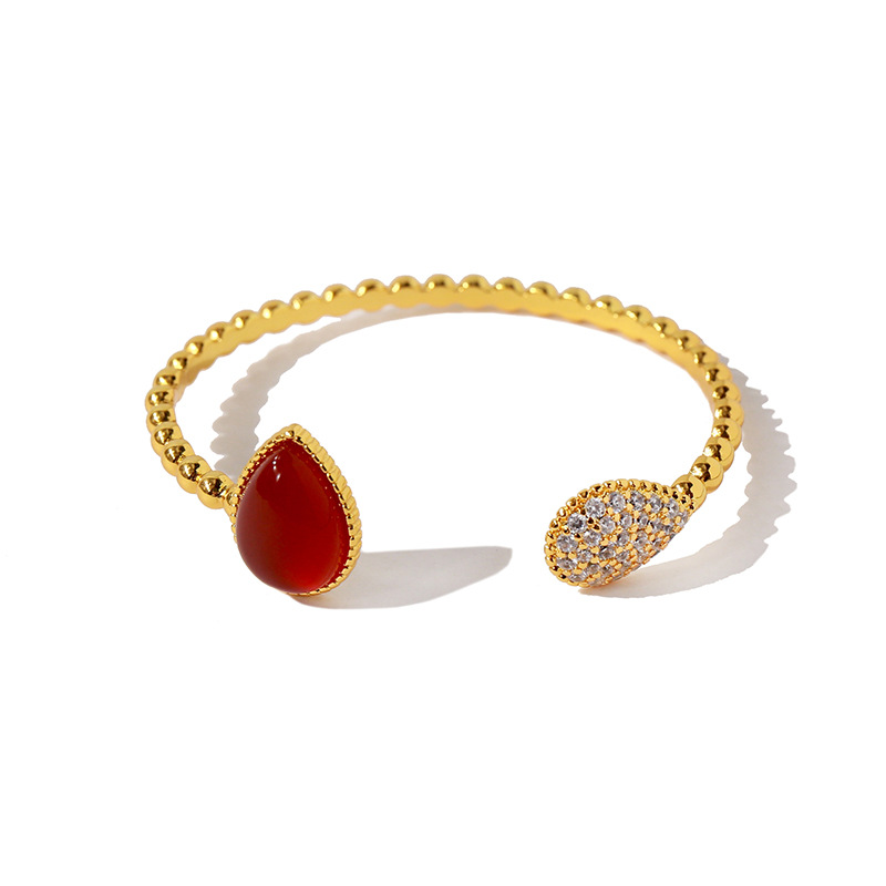 

Gold Bracelet water drop agate with copper and gold plating inlaid diamond bracelet designer jewelry women bracelets wholesale, Black
