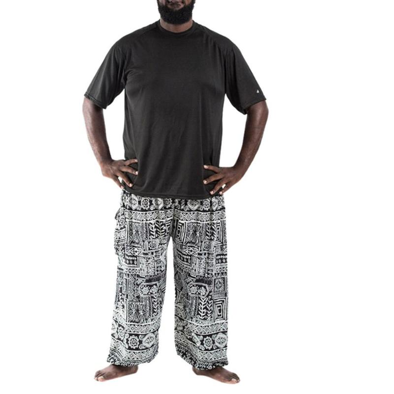 

Free Size Men Casual Loose Hippy Yoga Pants With Pocket Baggy Boho Print Sportwear Trousers Sweatpants For Male Fashion 2020, Black