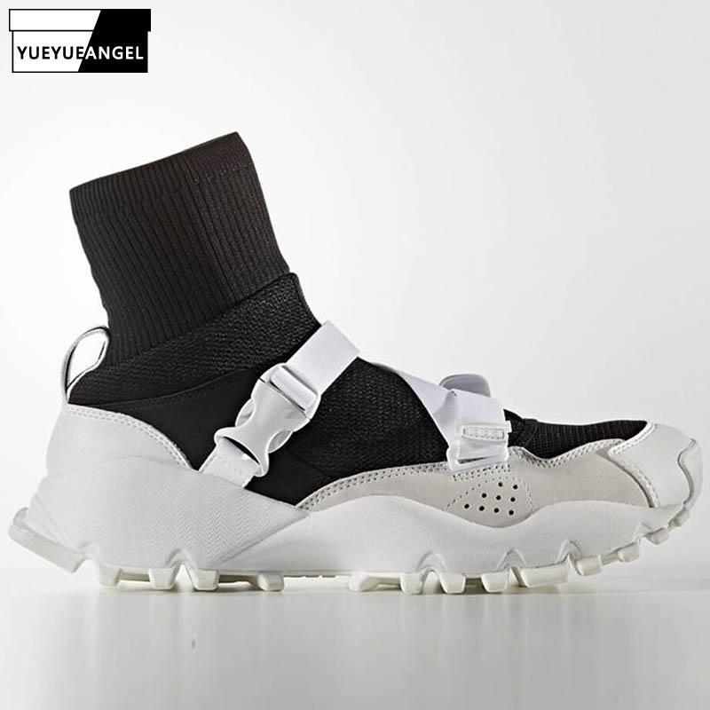 

Harajuku Women Casual Sock Boots Buckle Jogging Shoes Sneakers Flats Trainers Shoes 2020 New Designer High Top Ankle Boots1, Black high top