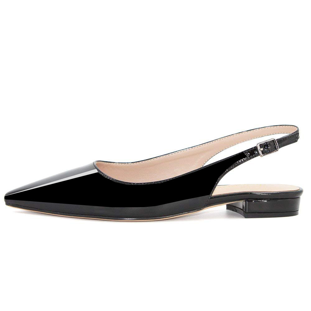 

2021 The New Women's Fashion Toe Slingshot Sandals and Low Heels Buckles Shoe Drain 2. More Size Us5-15 Shoes Wc2f, Patent beige.