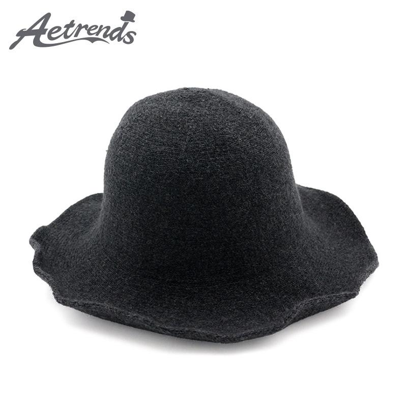 

AETRENDS] 2020 New Lady Wool Hats for Women Woolen Knitted Fedoras Cap Panama Z-5970, Red