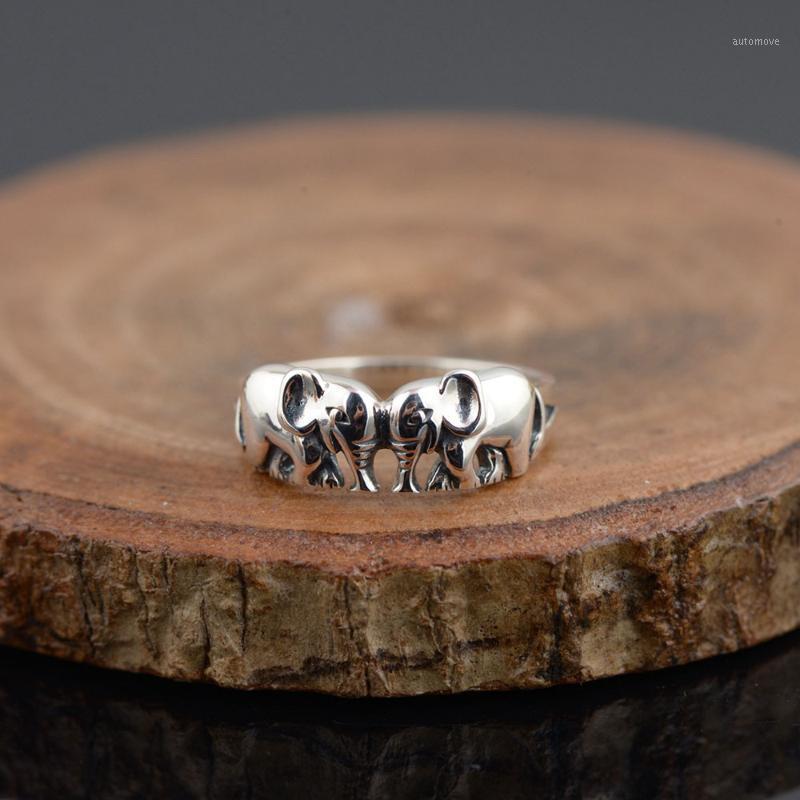 

925 Silver Double Elephant Rings for Men Women Jewelry 100% Real S925 Sterling Thai Silver Ring Size 5-81