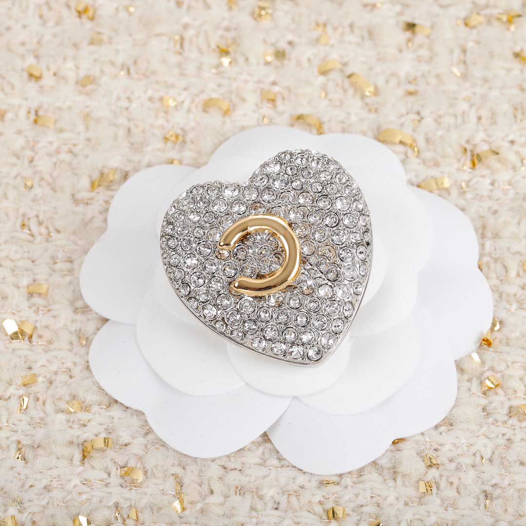 

2021 Have stamp heart shape brooch with all diamond for women engagement jewelry gift PS3546