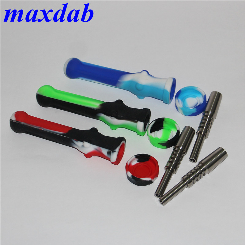 

Smoking Silicone Nectar Collectar pipe Kit Mini NC Set with Titanium Nail Tip Collection Smoking Oil Dab Hand pipes