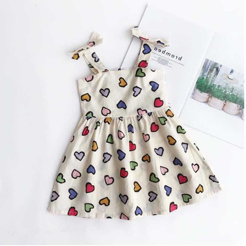 

2020 new arrival girls heart pattern dress kids summer dress girls beach1, As picture