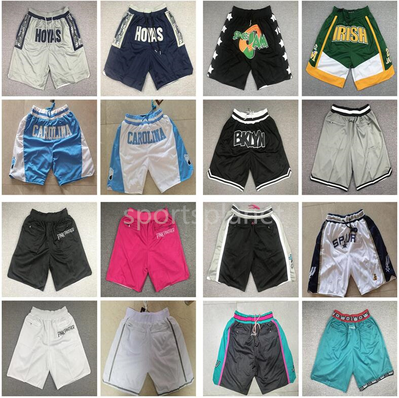 

Georgetown Hoyas College Basketball Shorts Movie JUST Men DON Zipper Pockets All Team Retro Sweatpants Hip Pop Fashion Pant Stitched Top Quality Fast Send, White