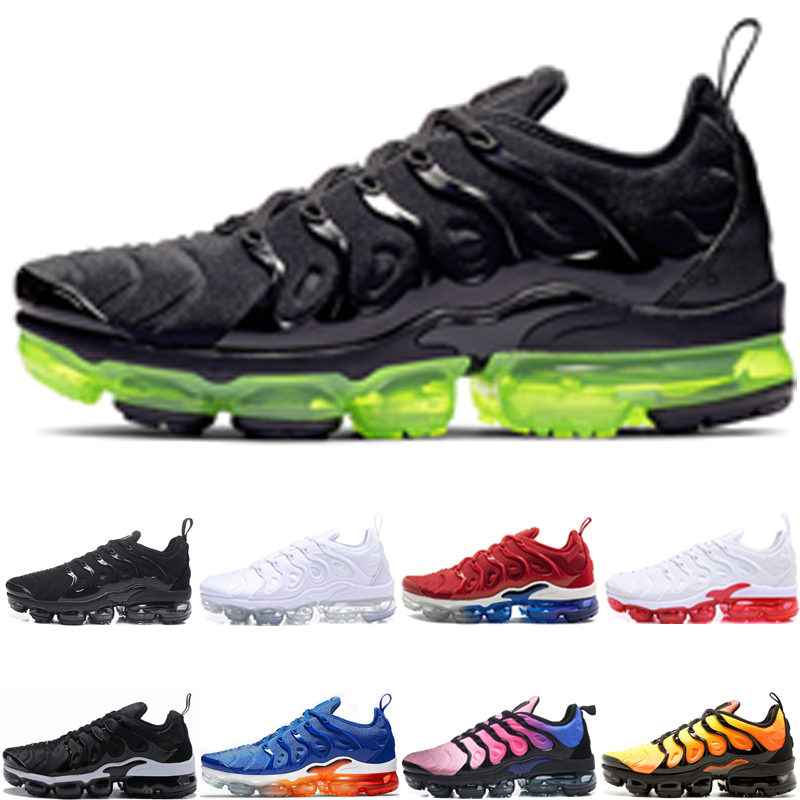 

New Arrive men women plus running shoes Black Volt Blue Fury Bred Bumblebee core black Hyper Violet Lemon Lime sneakers, Black red