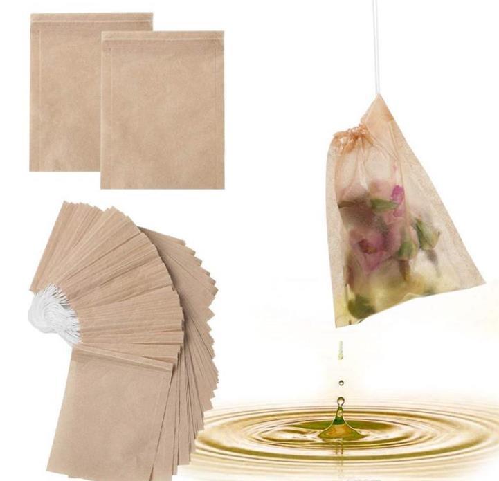 

100 Pcs/Lot Tea Filter Bags Coffee & Tea Tools Natural Unbleached Paper Bag Disposable Infuser Empty with Drawstring