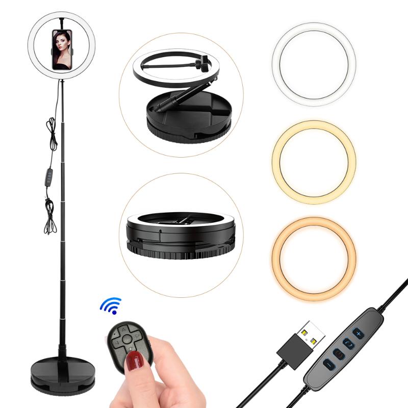 

10inch Portable Photography Dimmable LED Selfie Ring Light Foldable Video Live Photo Studio Ringlight With Phone Clip Stand