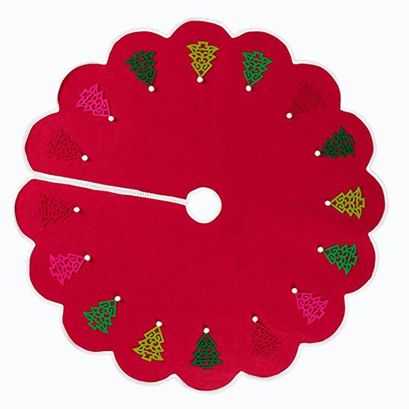 

48 Inches Christmas Tree Skirt with DIY Small Tree Hanging Ornaments and Pompoms Lace Edge Xmas Ornaments