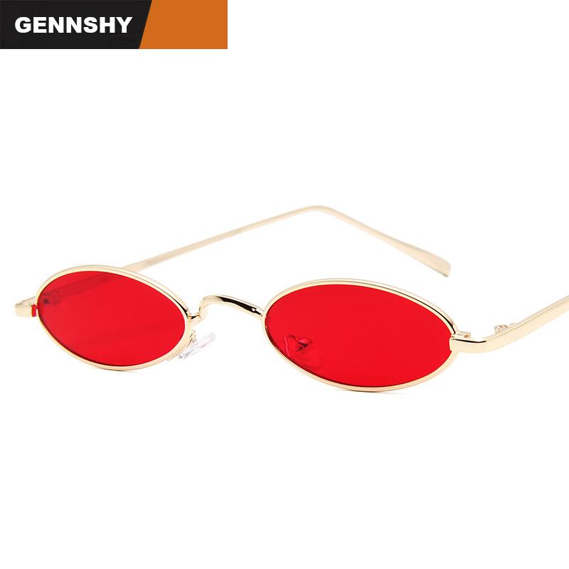 

2020 Cool Fashion Sunglasses Women Men Small Size Oval Sunglasses Lady Unique Small Metal Frame Retro Brand Design Ocean Lenses