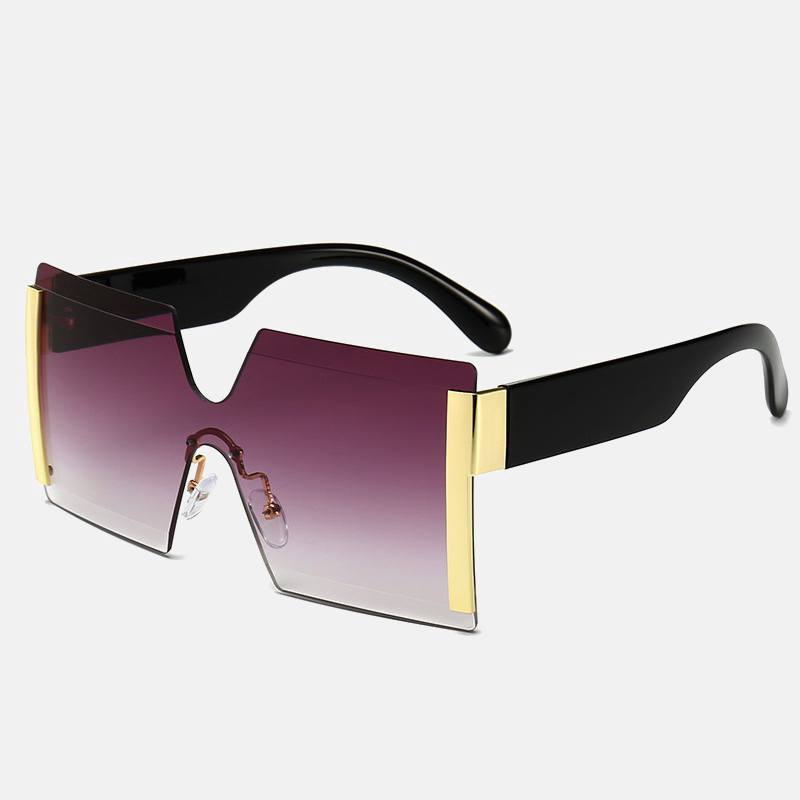 

Super Large Square Frameless Sunglasses Ladies Brand Designer Flat Top Big Sunglasses Travel Women