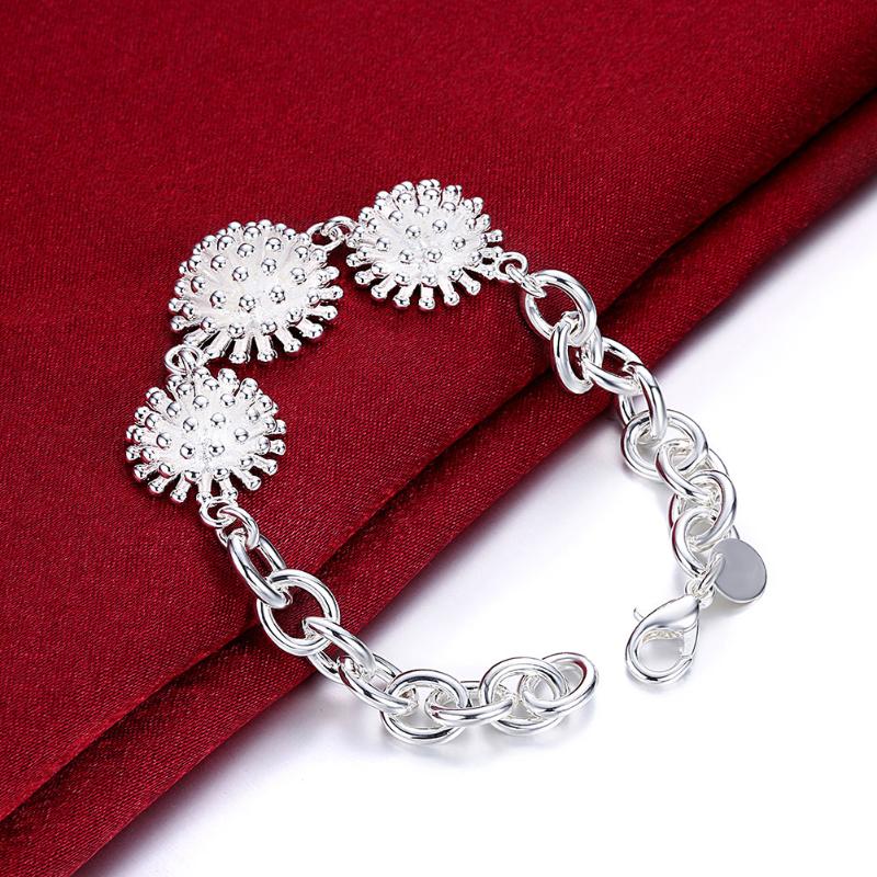 

Beautiful Elegant wedding women men silver color big flower chain Bracelet fashion classic jewelry wholesale H014