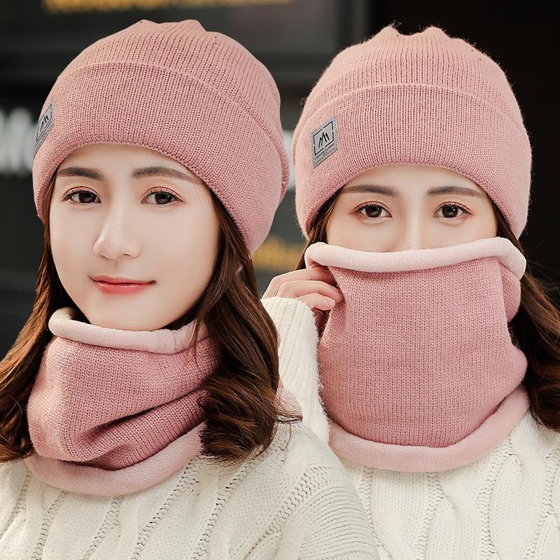 

Winter knitted Beanies Hats Women Thick Warm Beanie Skullies Hat Female Bonnet Beanie Caps Outdoor Riding Sets H116, Black