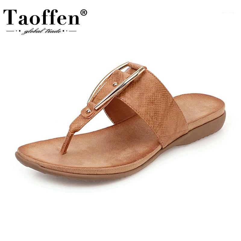 

TAOFFEN Women Sandals Summer Daily Flip-Flop Women Shoes Fashion Metal Decoration Slip On Daily Female Footwear Size 35-431, Black