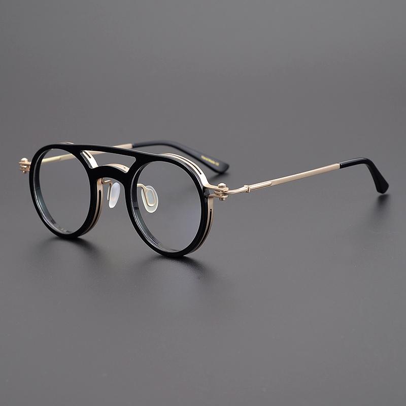

Pure Titanium Acetate Eye Glasses Frame Men Vintage Round Prescription Eyewear Wommen Japanese Retro Myopia Optical Eyeglasses