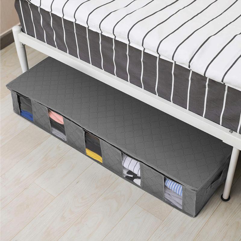 

Foldable Fabric Storage Bag, Water Resistant,Zippered Lids,Under Bed Deep Storage Bin For Storing Clothes, Blankets, Shoes1