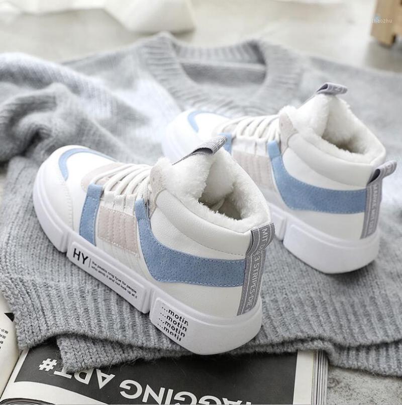 

Winter Women Ankle Boots Warm PU Plush Shoes Vulcanize Sneakers Flats Lace Up Ladies Short Snow Zapatos De Hombre1, Blue