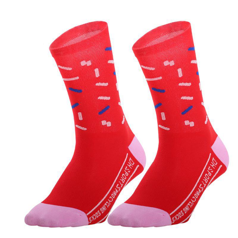 

A Pair Sweat Absorb Breathable Outdoor Sports Wear Resistant Soft Knee High Hiking Cycling Socks Climbing Anti Slip Running, Red