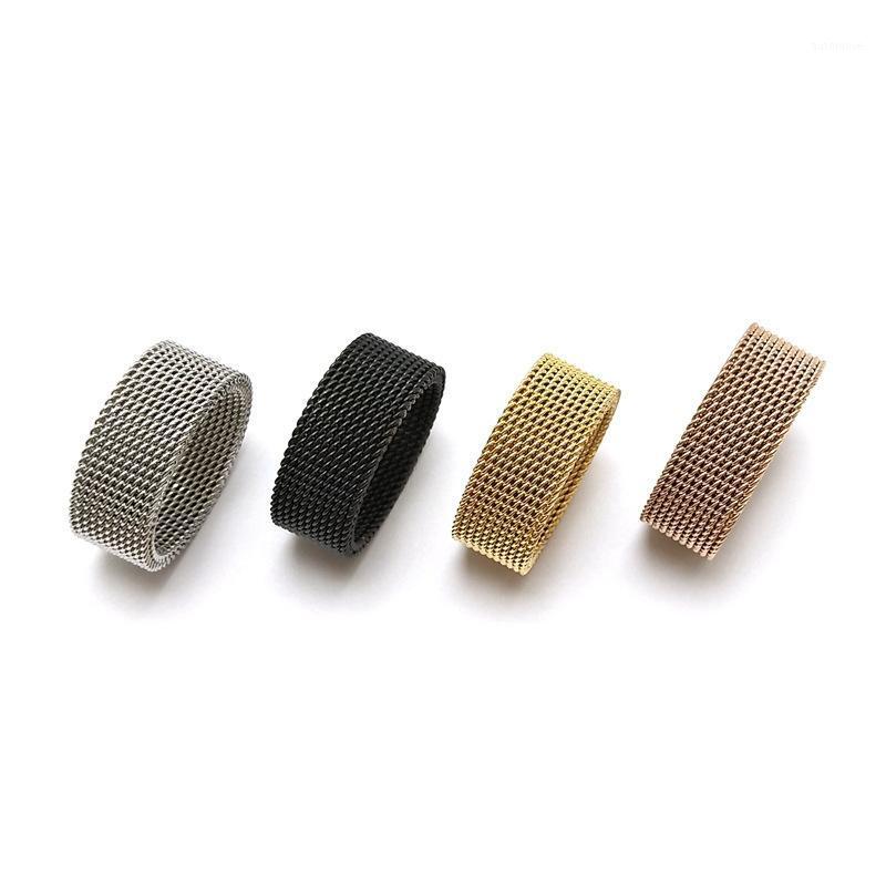 

6MM/8MM Braided Elastic Mesh Ring for Men Woman Stainless Steel Watchband Men's Rings Fashion Simple Anniversary Jewelry1