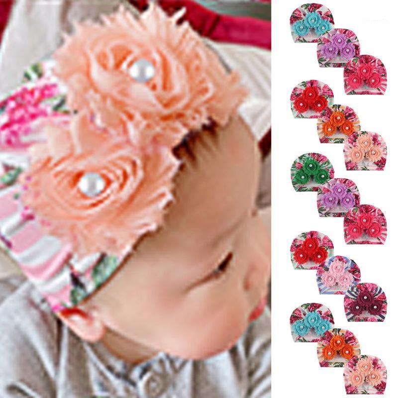 

Toddler Baby Boys Girls Floral Print Hat Headband 3PCS Accessories Headwears Cap Hat Earmuffs Children Christmas Headwear#E251