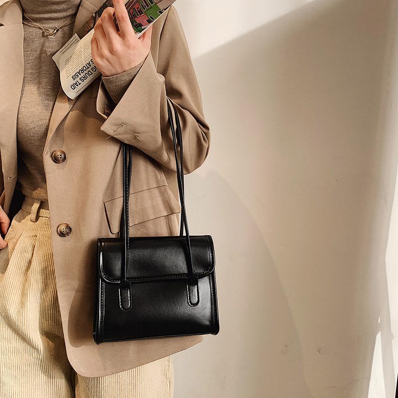 

OLUOLIN Pu Leather Shoulder Bags Solid Color Ladies Baguette Handbags Purses and Handbags Luxury Designer Underarm Bag Retro, Coffee